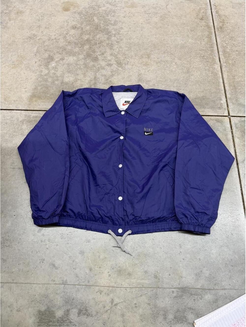 vintage nike small swoosh button down purple bomber jacket size xl WOMENS